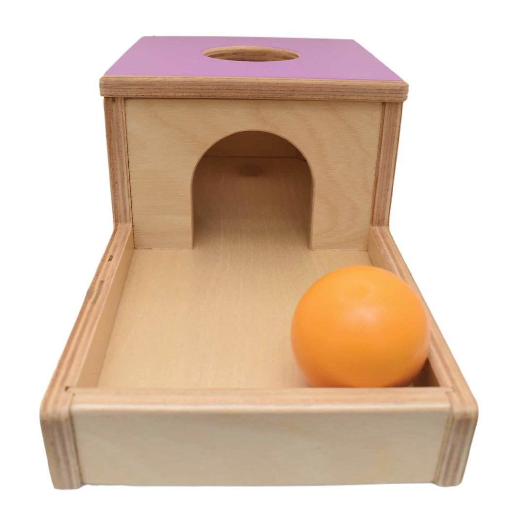 Object Permanence Montessori Ball Drop Box Lavender front view