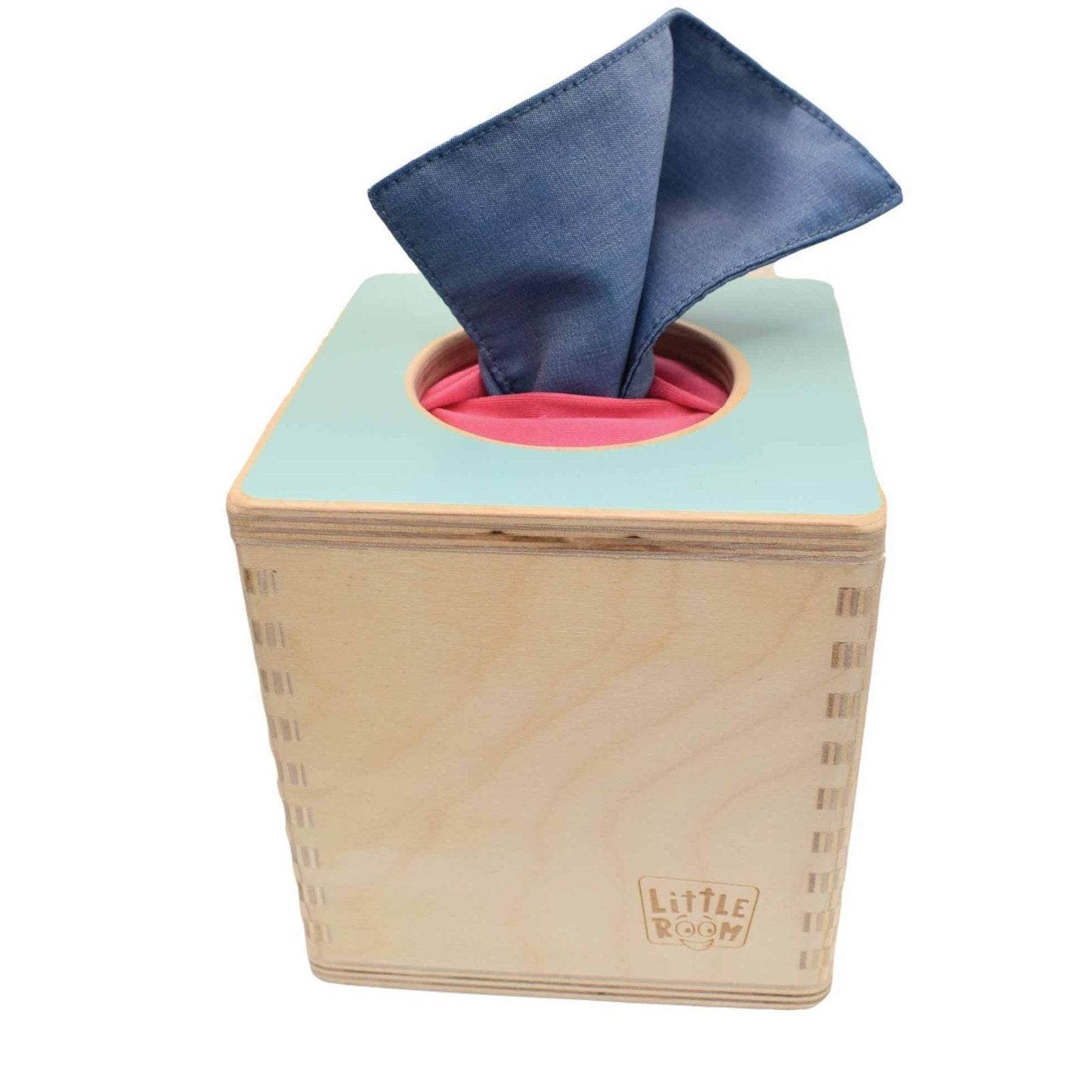 Montessori Tissue Box with a blue tissue